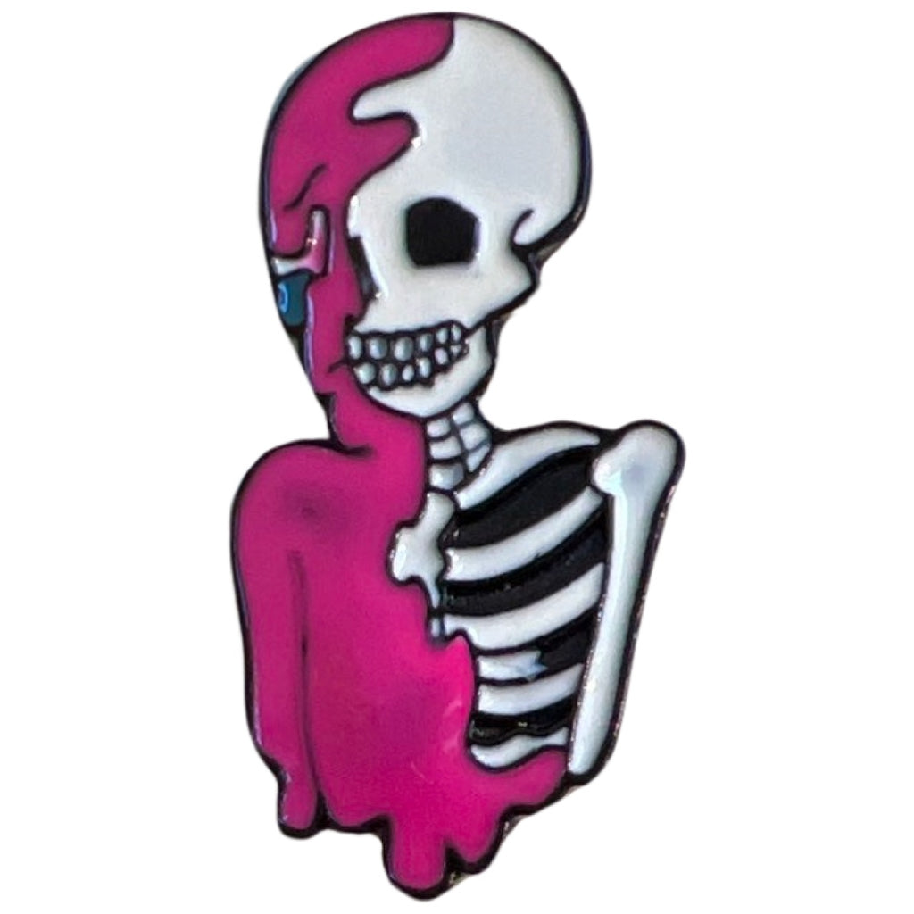 Geraamte Skelet Knalroze Emaille Pin