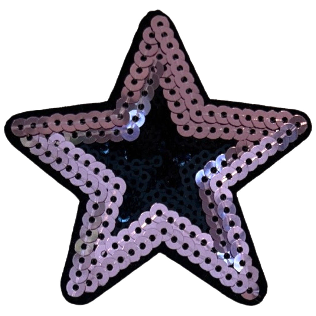 Ster Paillette Strijk Emblemen Patch Roze Zwart