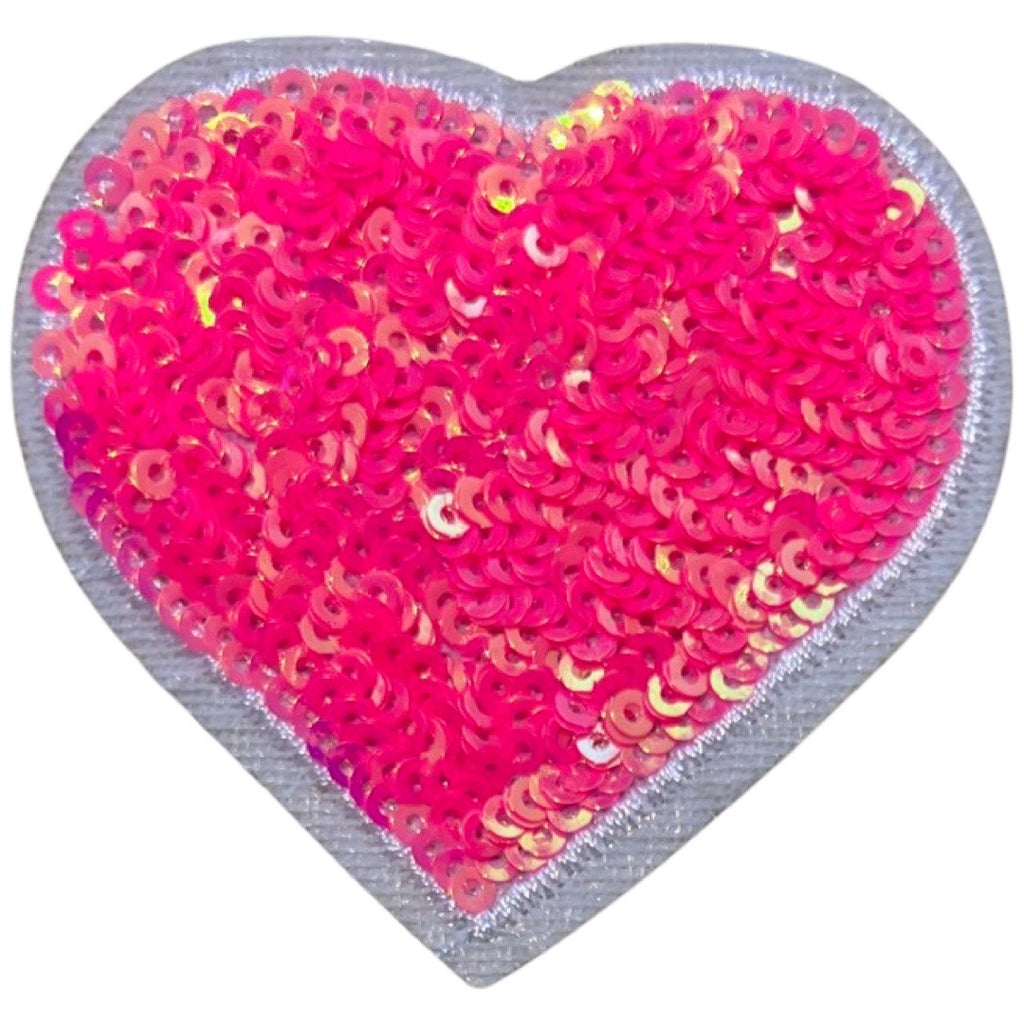 Hart Glitter Paillette Strijk Embleem Patch Roze