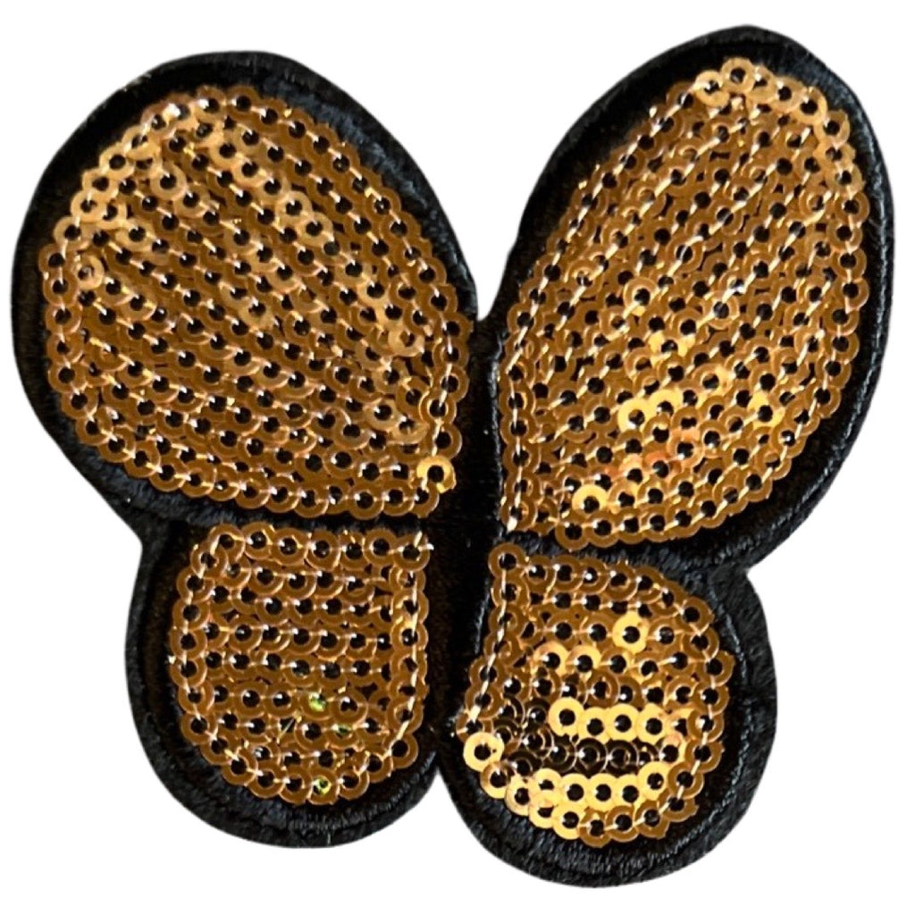 Vlinder Paillette Goud Strijk Embleem Patch