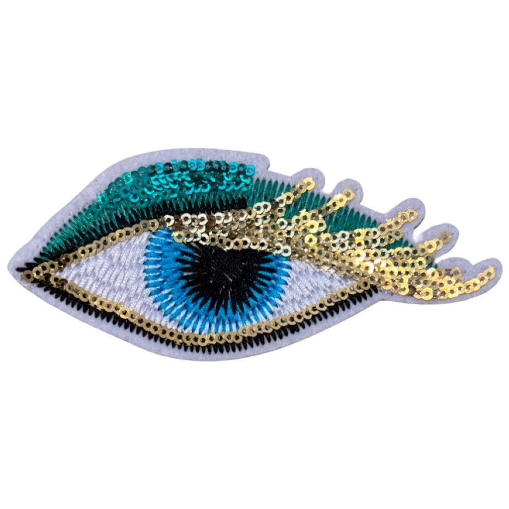 Oog Paillette Wimpers Strijk Embleem Patch Rechts