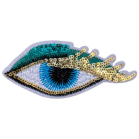 Oog Paillette Wimpers Strijk Embleem Patch Rechts