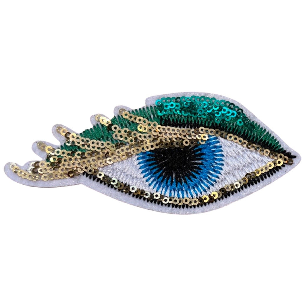 Oog Paillette Wimpers Strijk Embleem Patch Links