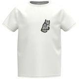 Uil Uilen Strijk Embleem Patch op een klein wit t-shirt