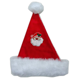 Kerstman Santa Claus Strijk Embleem Patch op een kerstmuts met wit nep bont