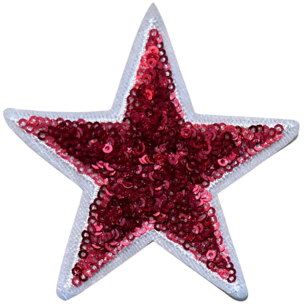 Ster Paillette Glitter Strijk Embleem Patch Rood