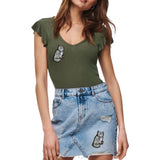 Uil Uilen Strijk Embleem Patch op een groen shirtje en spijkerrokje