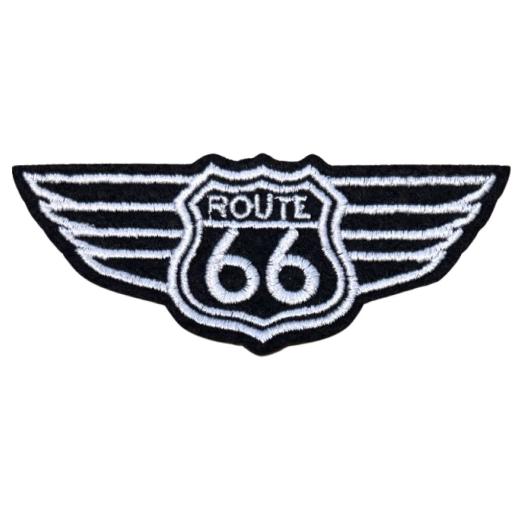 Route 66 Embleem Strijk Patch Zwart Wit