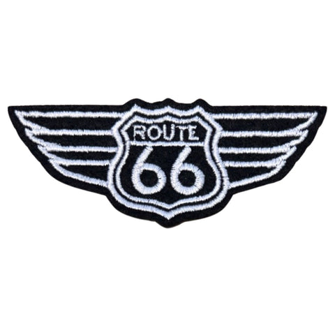 Route 66 Embleem Strijk Patch Zwart Wit