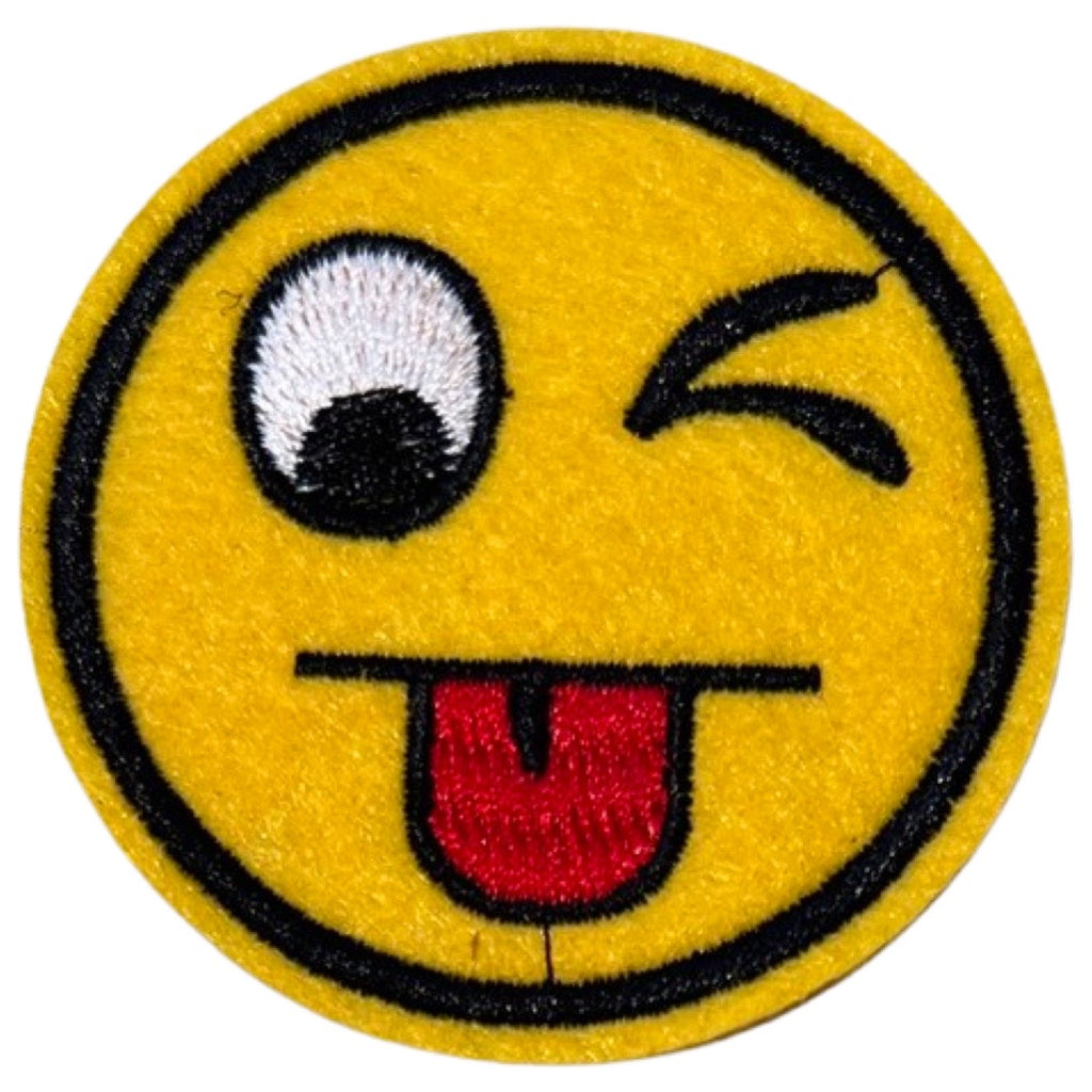 Emoji Smiley Knipoog Flirt Strijk Embleem Patch
