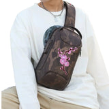 Bloesem Bloemen Takje Strijk Embleem Patch Links o peen tasje met camouflage print
