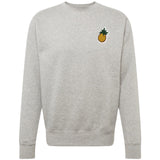 Ananas Strijk Embleem Patch Groen Bruin op een grijze trui