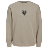 Wolf Wolven Kop Strijk Applicatie Embleem Patch op een beige trui