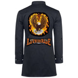 Live To Ride Tekst Biker Strijk Embleem Patch Oranje samen met de adelaar in vlammen strijk patch op de rugzijde van een Goth jas