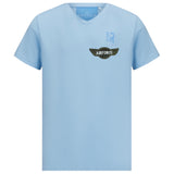 Airforce Camouflage Strijk Patch op een lichtblauw t-shirtje