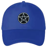 Pentagram Ster Strijk Embleem Patch op een blauwe cap