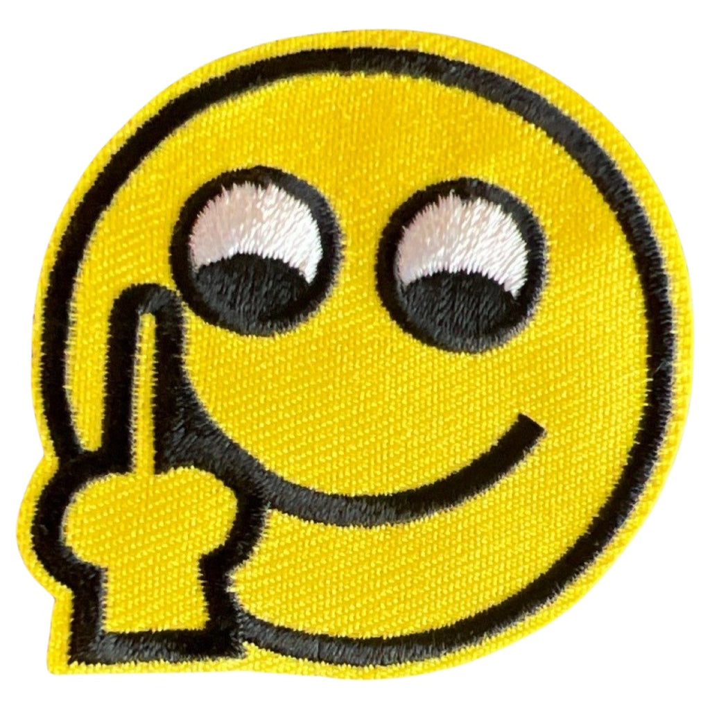 Emoji Smiley Strijk Embleem Patch Wijsvinger
