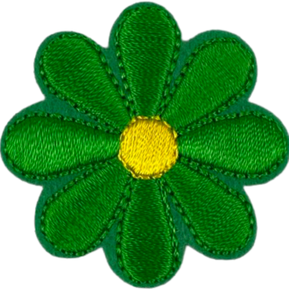 Kleine Madeliefje Strijk Embleem Patch Groen