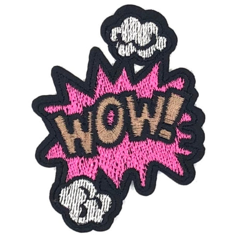 Comic Style WOW Tekstwolk Strijk Patch