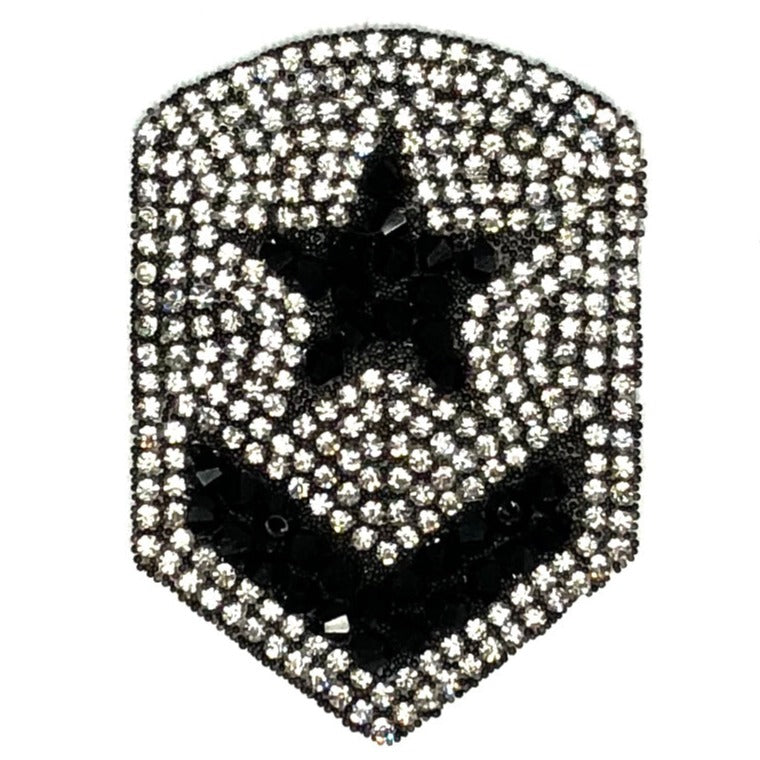 Military Rang Embleem Strijk Patch Van Strass En Zwarte Crystal Steentjes