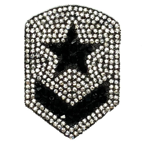 Military Rang Embleem Strijk Patch Van Strass En Zwarte Crystal Steentjes