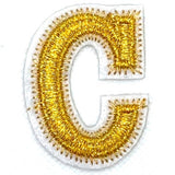 Alfabet Letter Strijk Embleem Patch Goud Wit