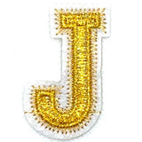 Alfabet Letter Strijk Embleem Patch Goud Wit