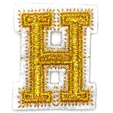 Alfabet Letter Strijk Embleem Patch Goud Wit