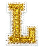 Alfabet Letter Strijk Embleem Patch Goud Wit