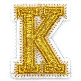 Alfabet Letter Strijk Embleem Patch Goud Wit