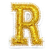 Alfabet Letter Strijk Embleem Patch Goud Wit