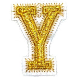 Alfabet Letter Strijk Embleem Patch Goud Wit
