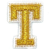 Alfabet Letter Strijk Embleem Patch Goud Wit