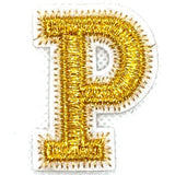 Alfabet Letter Strijk Embleem Patch Goud Wit