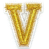 Alfabet Letter Strijk Embleem Patch Goud Wit