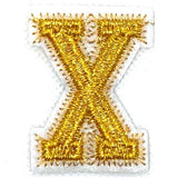 Alfabet Letter Strijk Embleem Patch Goud Wit