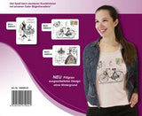 Voorbeeld van de vintage briefkaart met fiets applicatie op een zacht roze t-shirt