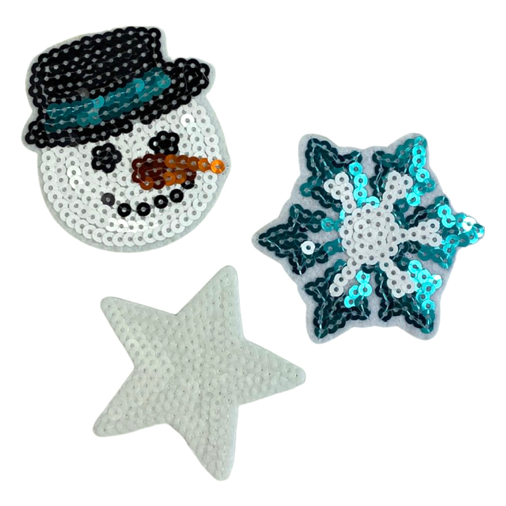 Paillette Winter Sneeuw IJsster Strijk Embleem Patch Set