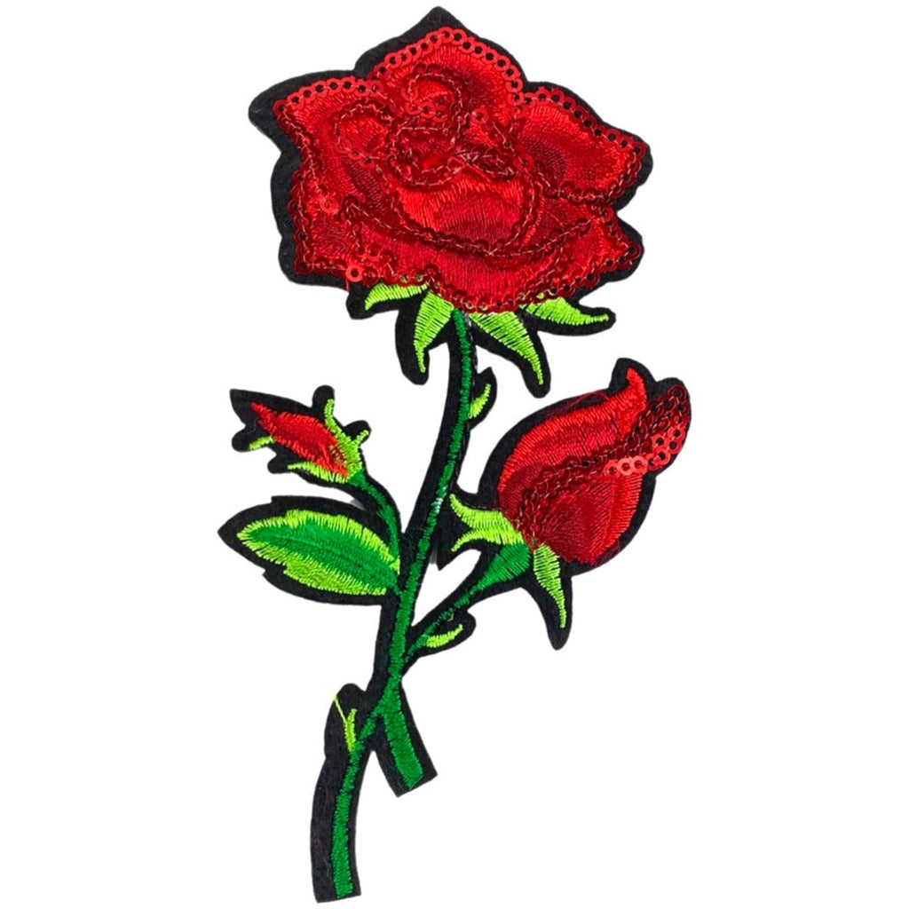 Roos Rozen Glitter Pailletten Strijk Embleem Patch