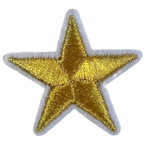 Ster Sterretje Strijk Embleem Patch Goud Wit