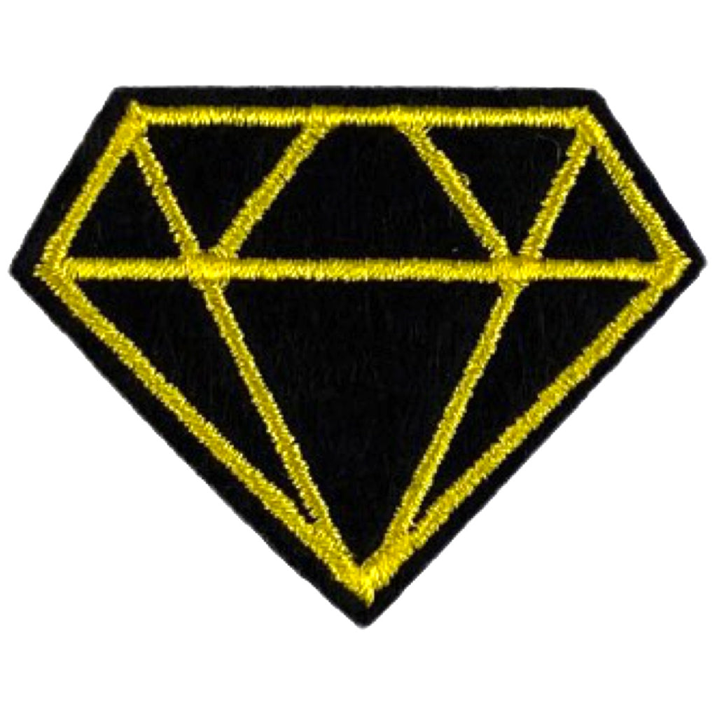 Diamant Strijk Embleem Patch Goudkleurig Zwart