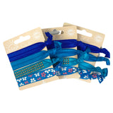 Ibiza Style Haar Elastiek Studs Bloemetjesprint Blauw Tinten
