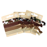 Drie dezelfde kaartjes met Ibiza Style Haar Elastiek Bruin Camel Tinten Camouflageprint