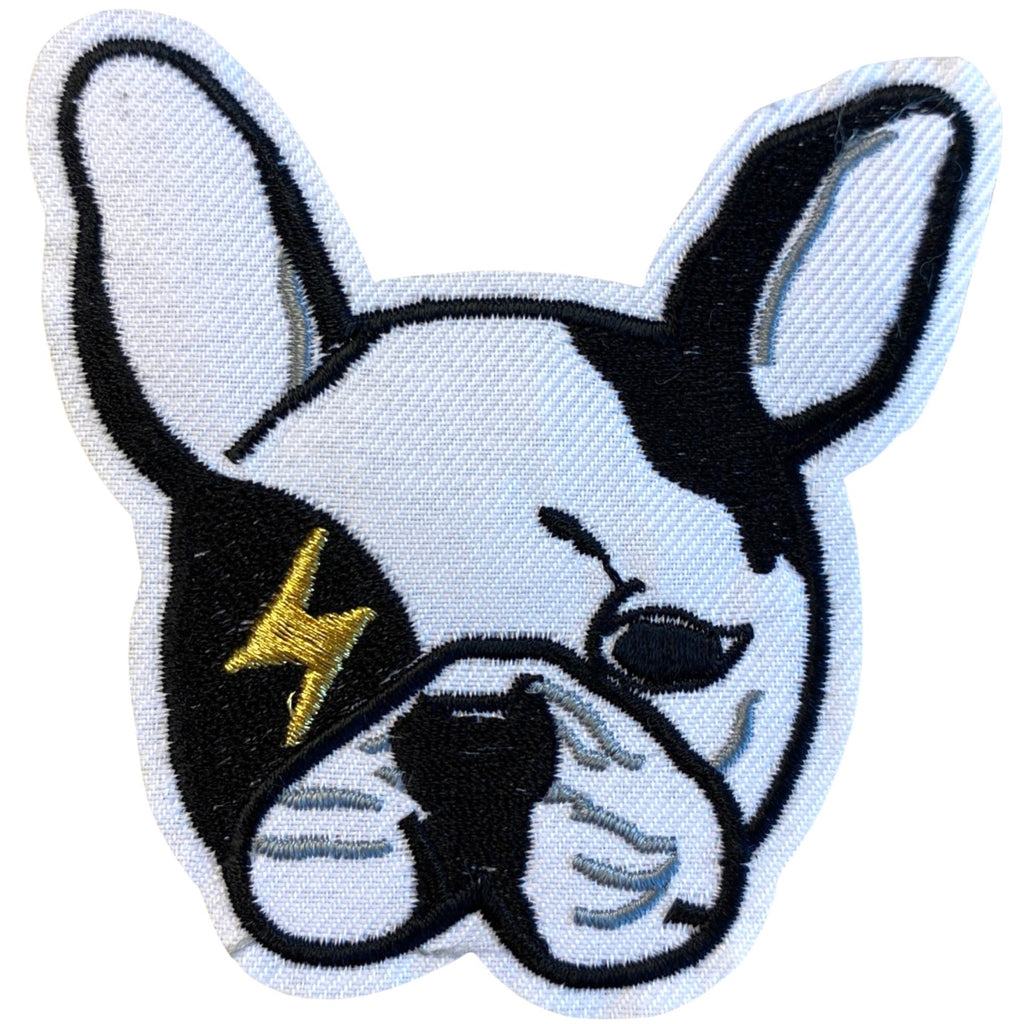 Frans Engelse Bulldog Strijk Embleem Patch Zwart Wit Large