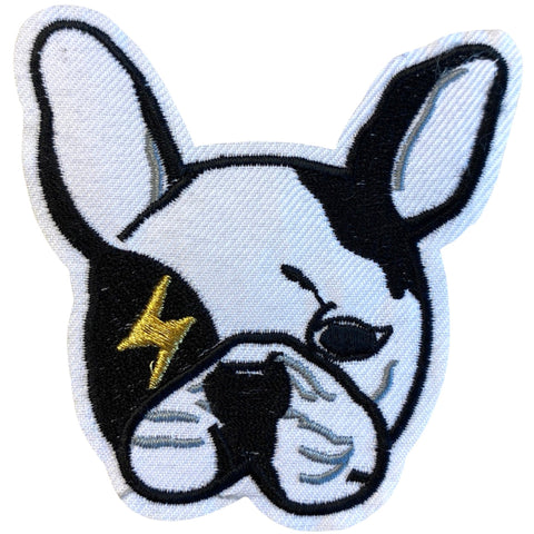 Frans Engelse Bulldog Strijk Embleem Patch Zwart Wit Large