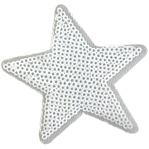 Ster Sterren Paillette Strijk Embleem Patch Wit