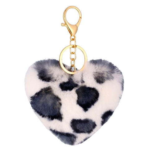 Sleutelhanger Pluche Hart Luipaard Print Tas Hanger Wit Grijs