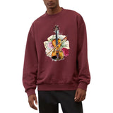 Viool Pioen Rozen Strijk Applicatie op een bordeaux rode sweater