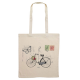 Fiets Briefkaart Vintage Strijk Applicatie op een linnen tas
