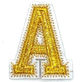 Alfabet Letter Strijk Embleem Patch Goud Wit